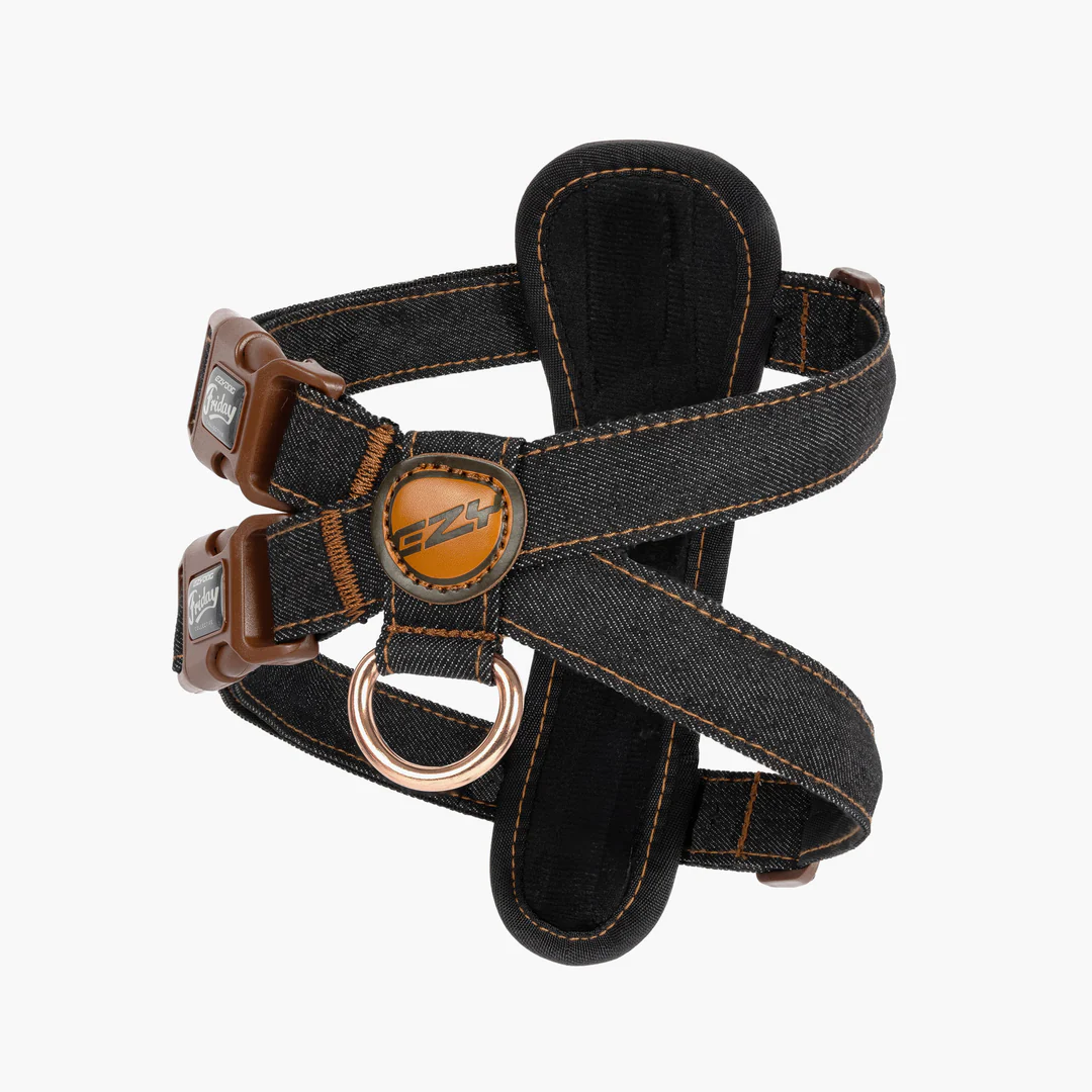 Chest Plate Harness - Black Denim